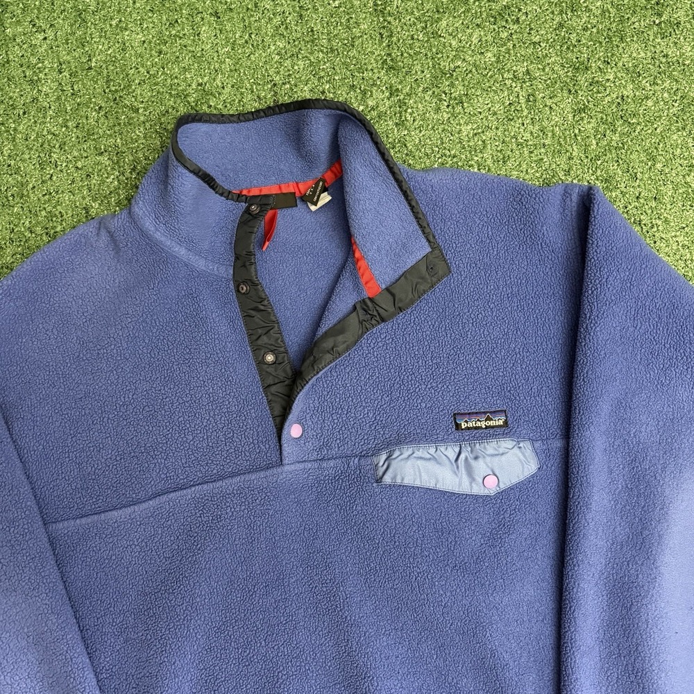 Vintage Patagonia Synchilla Jacket Mens Large Blue Fleece Pullover Made in USA